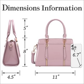 LJOSEIND Shiny Patent Leather Handbags for Women - Small Satchel Purses, Top Handle Crossbody Bags with Adjustable Strap