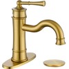 Roman Bathroom Sink Faucet Brushed Gold Single Hole Deck-Mount Pop-up