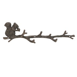 NIKKY HOME Cast Iron Rustic Coat Hook Hanger Vintage Squirrel Decorative Wall Hooks Practical Metal Storage Organizer Wall Mounted Hanging Hooks for Garden Tools Keys Indoor Outdoor Wall Decoration