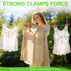 52PCS Clothes Pegs for Washing Line, Strong Grip Plastic Laundry Pegs with Stainless Steel Spring, UV Resistant & Rustproof, Heavy Duty Washing Pegs for Home Garden & Bathroom Outdoor - 4 Colours
