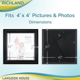 Langdon House 4x4 Black Picture Frame - Distinguished Edging for Classic Style - Richland Collection