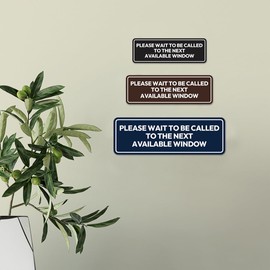 Signs ByLITA Standard Please Wait To Be Called To The Next Available Window Door or Wall Sign Durable ABS Plastic | Laser Engraved | Easy Installation | Elegant Design Sign (Black) - Large