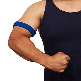 COUVER 1 inch Soft Cotton Terry Stretchable Bicep/Arm Band, Blue (2 Pairs)