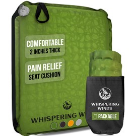 Whispering Winds Inflatable Seat Cushion - Comfortable Blow-up Foam Pad for Airplane, Travel, Stadium, Outdoors, Camping, Car & More