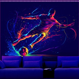 AOHMPT Blacklight Tapestry,Glow in the Dark Tapestries, UV Reactive Sports Style Poster, Baseball , Football , Basketball , Soccer Tapestry, Perfect for Bedroom, Dormitory, and Living Room Wall Décor 59L" x 51W"