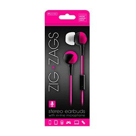 SENTRY HM363 ZIG-ZAGS EAR BUDS WITH IN-LINE MIC PINK BLACK