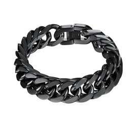 PROSTEEL Black Franco Chain Cuban Bracelet Bangle Punk Rock Women Men Jewelry Stainless Steel Heavy Big Statement Chunky Bracelets