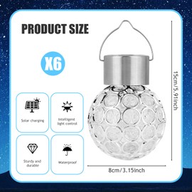 U-Vathing Solar Garden Lights Outdoor, Glass Globe Hanging Lights, 6-Pack, Decorative for Yard and Patio (Ball-6PCS)