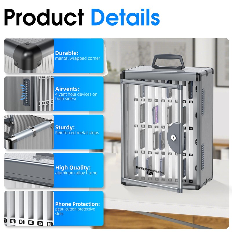 ZORVIDSON 36 Slots Cell Phone Locker for Classroom, Portable Phone