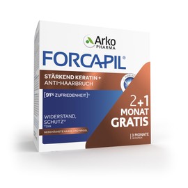 ARKOPHARMA - FORCAPIL Strengthening Keratin + Anti-Hair Breakage - Hair Vitamins - Damaged Hair and Nails - Resistance and Protection - Zinc - 450 μg Biotin - From 15 Years - 180 Capsules