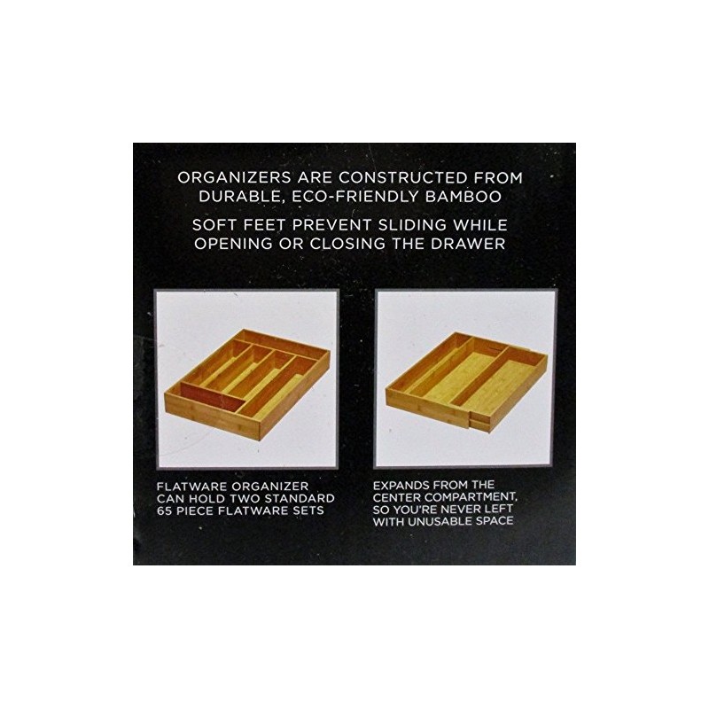 Sabatier 10 pc Bamboo Drawer Organizer Set with 8 Plastic