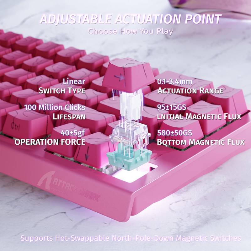ATTACK SHARK X68 HE 8000Hz Rapid Trigger Keyboard, 0.01mm RT