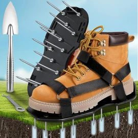 AZNICE1 Lawn Aerator Shoes, Upgrade Heavy Duty Spike Aeration Shoes Lawn with Adjustable Hook&Loop Straps, Easy Installation One-Size-Fits-All Grass Aerators for Lawns Yard Soil Patio (Green)