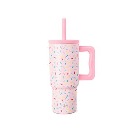 Simple Modern Kids 24 oz Tumbler with Handle and Silicone Straw Lid | Spill Proof and Leak Resistant | Reusable Stainless Steel Bottle | Gift for Kids Boys Girls | Trek Collection | Confetti