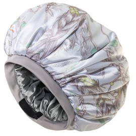 CAPLORD Adjustable Satin Bonnet for Sleeping - Double-Layer Silk Bonnet for Curly Hair, Braids & Locs. Large Satin Sleep Hair P for Women & Men - Silver Braids