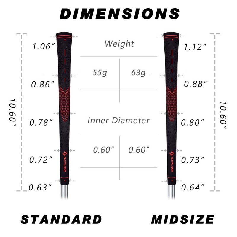 SAPLIZE 13 Golf Grips, Anti-slip Rubber Golf Club Grips, Standard
