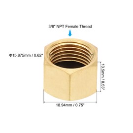 PATIKIL 3/8" NPT Female Brass Pipe Fitting Cap Set, 10Pcs Outer Hex Thread Socket Plug Ends Sealing Cap Stop Valve Connector with Rubber Gasket for Faucets Tap Irrigation System