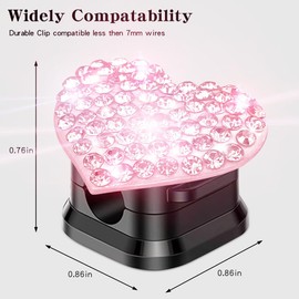 Mifoneix Bling Cord Organizer Holder,Heart Shape Magnetic Cable Clips with Strong Adhesive，Desk Cable Holder & Phone Charging Cords Wire Management for Home,Office,Car,Nightstand (Pink 4 Pack)