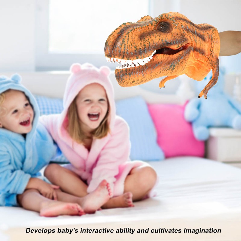 Soft Dinosaur Head Hand Puppet Kids Child Stories Role Play