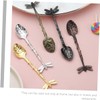 Fokmuaex 3-Piece Retro Forest Style Gold Parfait and Coffee Spoons