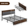 LUCKLIFE Bed Frame with 2-Tier Storage Headboard,Platform Beds with Drawers,Built