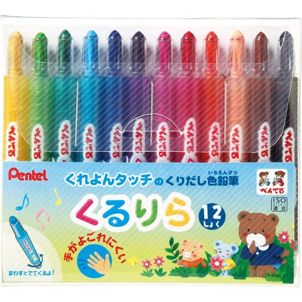 Pentel Kururira Twist Crayon - 12 Color Set (japan import)