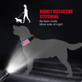 Yunleparks Heavy Duty Dog Collar Tactical Dog Collar with Neoprene Padded,Metal Buckle Dog Collar Reflective Nylon Collar for Medium Large Dog's Walking (Black, Large)