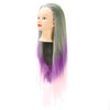Green Purple Gradient Wig Hair Mannequin Head Hairdressing Styling Training