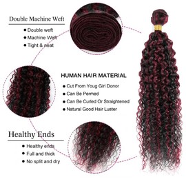 Aikebi Brazilian Human Hair Bundles 24 26 28 Inch Burgundy P1B/99J Jerry Curly Bundles Human Hair 100% Unprocessed 10A Hair Weave for Black Women Soft Sewn In with Double Weft