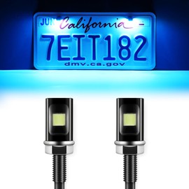 LivTee Super Bright License Plate Light, 12V License Tag Screw Bolt Accessories, Waterproof Black Aluminium Light Holder, Legal for Car Motorcycle Truck RV ATV Bike, Ice Blue(2PCS)