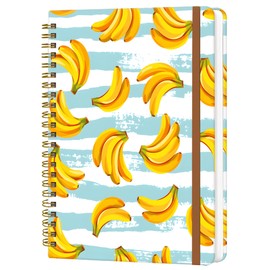WLPFSAHF Spiral Journal Notebook for Women, Hardcover A5 College Ruled Notebook, 120 Pages, Thick Paper, Cute Lined Journal for School, Office & Work, 6 x 8.4 in(Banana)