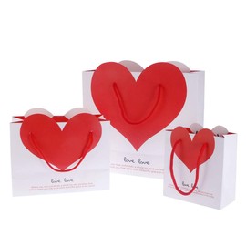 BESTOYARD Handbag, Paper Bag, Heart Shape, Gift Bag, Wrapping Bag, Cute, Gift Bag, Valentine's Day, Birthday, Set of 3