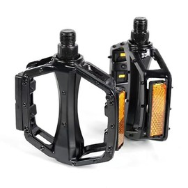 Eastrise Lightweight Aluminum Alloy Mountain Bike Pedals – Non-Slip Design with Reflective Strips for Road/MTB Cycling (Black/2 Pcs)