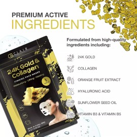 GOLD COLLAGEN/Clair Beauty CLAIR BEAUTY 24K Gold Collagen Firming Moisturizing Lifting Glowing -5 Face Mask