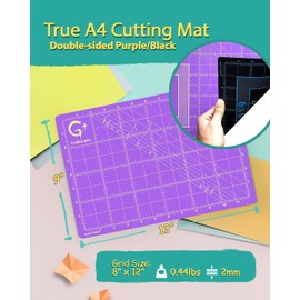 G+ Self-Healing Cutting Mat - True A4 9 x 12" (9 x 13" Full) Inches Purple/Black ; Self-Healing Double-Sided Durable Non-Slip Cutting Board for Crafts, Sewing, Fabric, Modeling and All Arts Projects