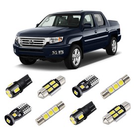 BRISHINE White Interior LED Lights Kit for Honda Ridgeline 2006 2007 2008 2009 2010 2011 2012 2013 2014 2015 Super Bright 6000K LED Light Bulbs Package + License Plate Lights and Install Tool