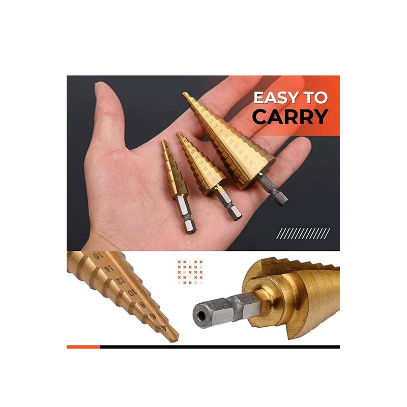 6 Pcs Titanium Coated Drill Bit Set, Including 3 Sizes
