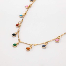 EXINOX Gold Bohemian Necklace with Colourful Chokers: Women:, Gold