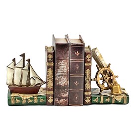 Bellaa 24247 Ship Bookends Nautical Pirate Sailboat Decor 6 Inch Tall