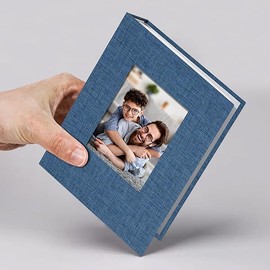 Vienrose Small Photo Album 4x6 Slip-in Picture Album 50 Pages Holds 100 Photos, Portable Photo Book 4x6 for Wedding Family Baby Travel Blue