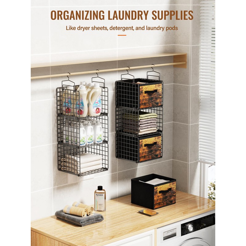 Closet Hanging Organizer with Drawers, 6 Tier Metal Closet Organizers