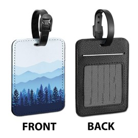 WIRESTER PU Leather Luggage Tag Name Tag Bag Tag for Travel Suitcase Baggage Luggage - Blue Mountain Landscape