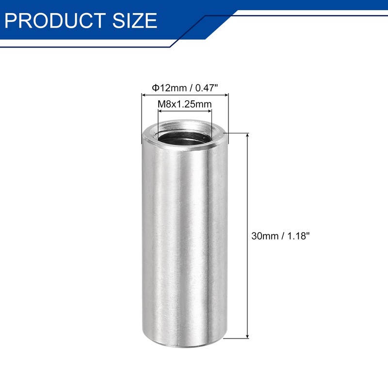 sourcing map M8 Round Connector Nuts, 304 Stainless Steel Coupling