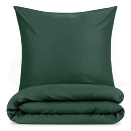 Blumtal Bed Linen 140 x 200 cm + Pillowcase 40 x 80 cm Oeko-Tex Certified Microfibre Bed Linen Set - Microfibre Duvet Cover up to 95 °C - Duvet Cover + Pillowcase 2-Piece - Summer Bed Linen Dark Green