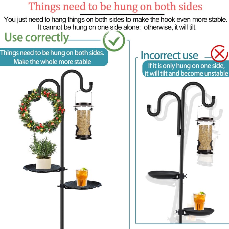 Upgraded 74" Shepherd's Hook Stand plant，Bird Feeder，Wind Chime Hanger Stand,