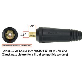 SÜA - 17 Series - 150 Amp - Air Cooled - TIG Torch - 25 feet 1-Piece SÜAFlex Cable - INLINE Gas Dinse 10-25 Connector - (Welders with Gas Solenoid)