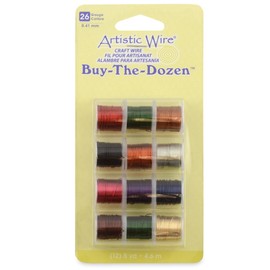 Artistic Wire, 26 Gauge Tarnish Resistant Colored Copper Craft Wire, Buy-The-Dozen, Assorted Colors, 5 yd, 12 spools