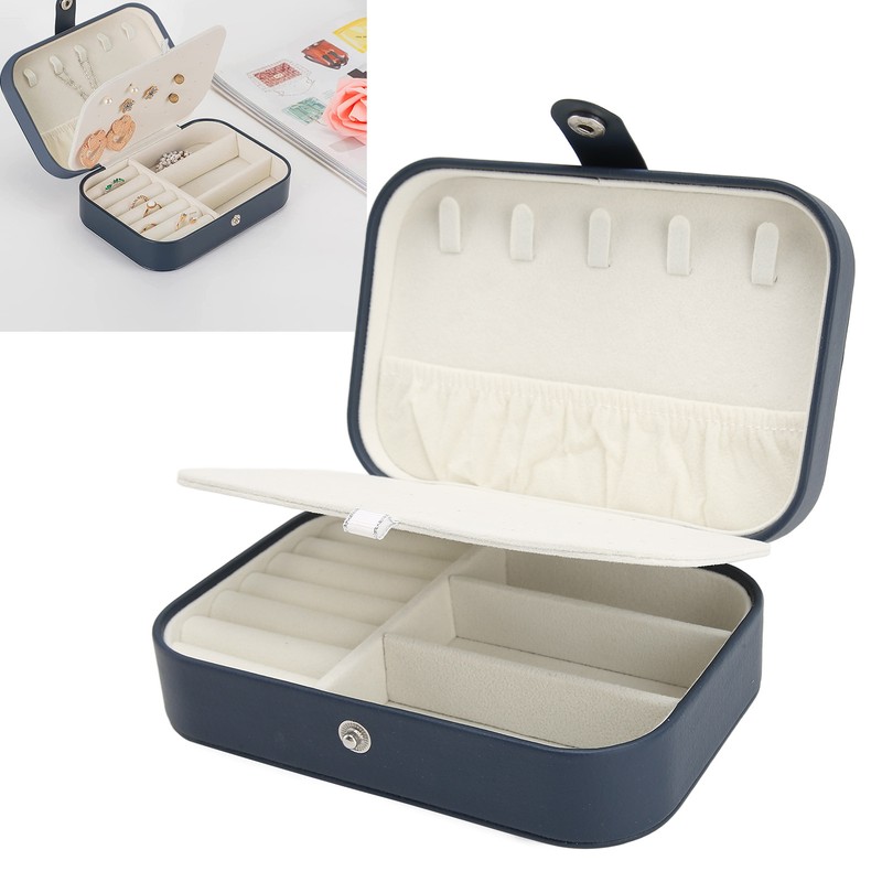 Portable Jewelry Box PU Leather Large Capacity 2 Layers Travel