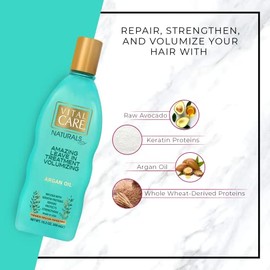 Vital Care Volumizing Leave In Argan Oil Treatment - Keratin Complex Hair Treatment is Non-Stripping for Daily Use, Hydrating & Repairing - Avocado Oi