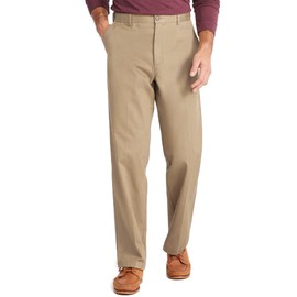 Men's Classic Fit Flat Front Chinos Pants with Expandable Waist Casual Slacks for All-Day Wear(WZ,KQ,32L44W) Khaki